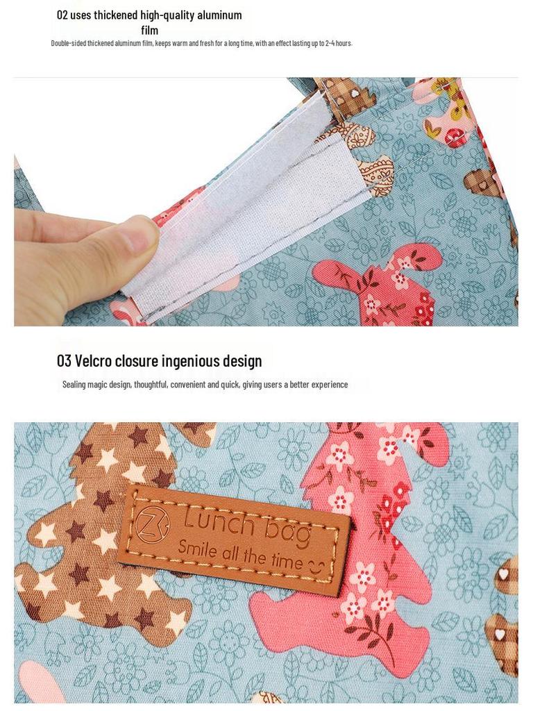 Japanese Fashion Insulated Bento Lunch Bag - Portable and Stylish for Students