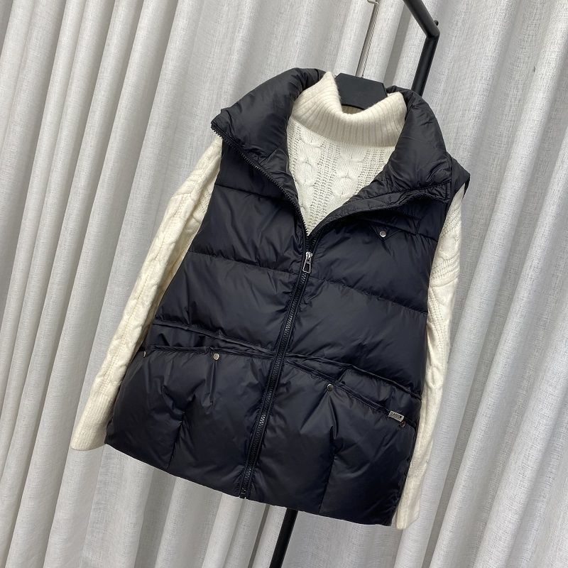 Down Cotton Vest Women's Autumn and Winter New Loose and Thin Versatile Sleeveless Vest Rivet Thickened Vest Jacket