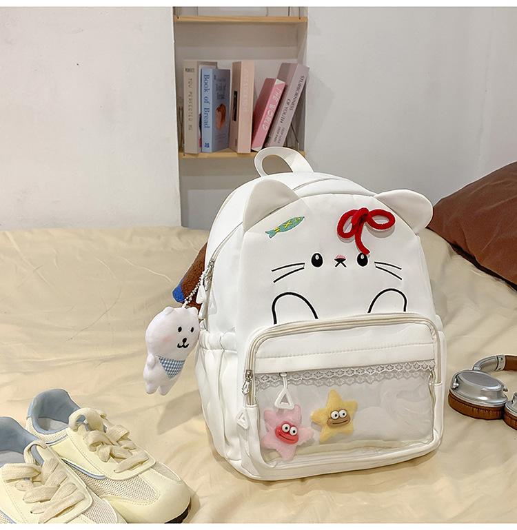 Schoolbag Japanese ins new high-value fresh and sweet candy color cute kitten backpack girl light backpack