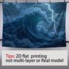 2D Aesthetic Storm Tapestry, Ocean Wave with Lightning Wall Art