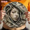Retro Round Metal Tin Sign 7.8 Inch Stone Face Wall Art Nature Roots Design Frameless Home Decor