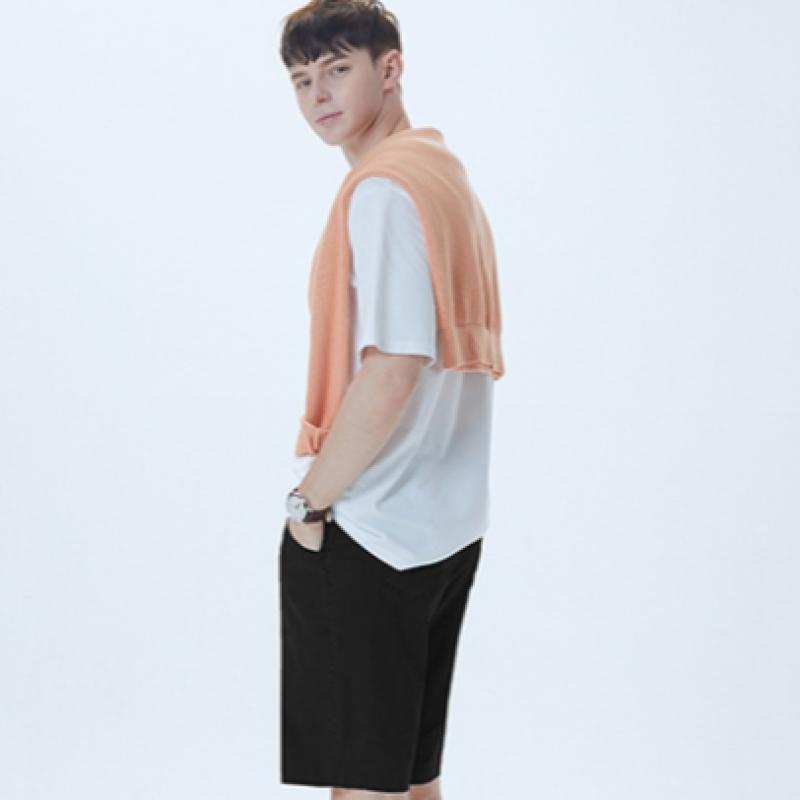 Baiyu Men Blended Denim Half Pants 2 Set Ld5m