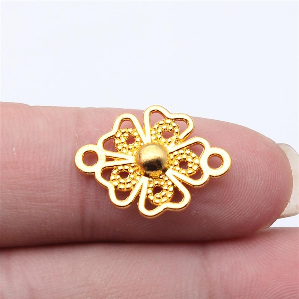 Flower Petal Connectors Botanical Themed Antique Bronze Zinc Alloy Jewelry Making Connect Charms Extender Connectors