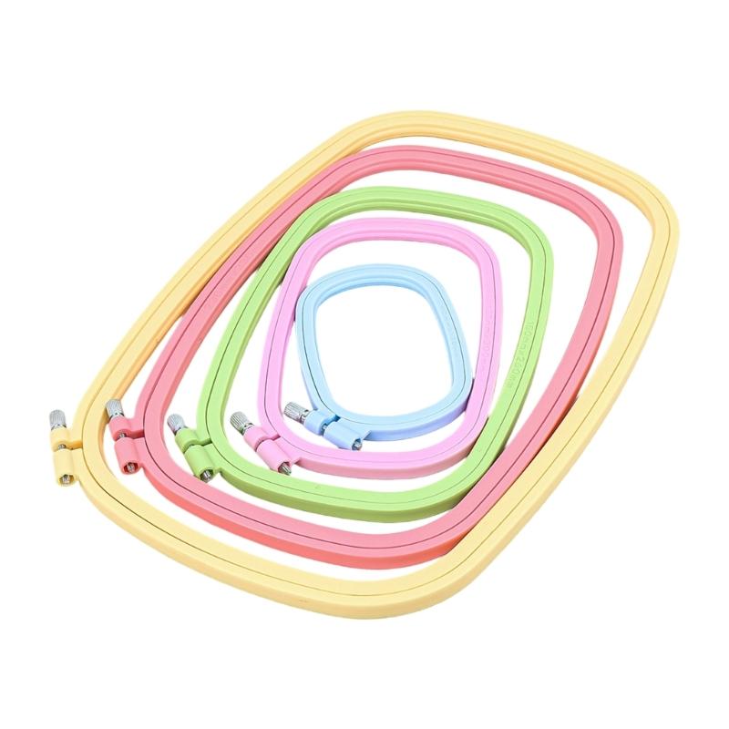 5 Pcs Embroidery Hoop Candy Color Embroidery Frame Square Crosses Stitching Hoop for Needleworks Sewing Craft