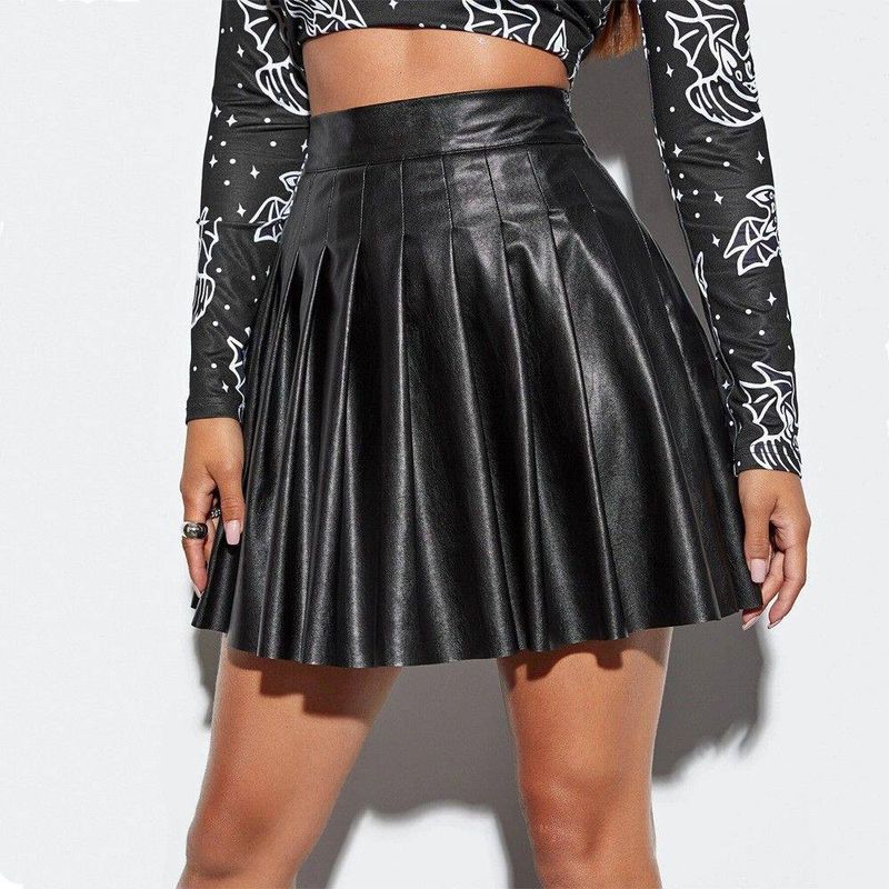 Trendy Pleated Skirt for Women, Cross-Border European and American Style Pu Short Skirt, Sexy Nightclub Style Skirt D14