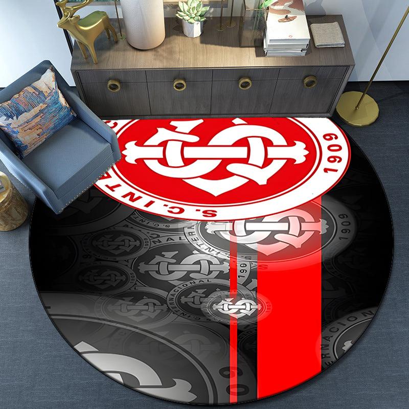 Intercontinental Football Crest Round Rug for Livingroom,Bedroom, Palyroom, Chair Rug, Area rug, Circle Carpet, Large Size Fan Christmas gift