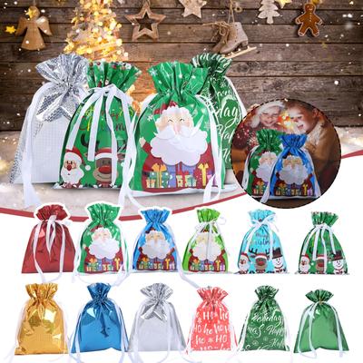 Christmas Drawstring Gift Bags Christmas Wrapping Bags Christmas Candy Bags Xmas Party Bags