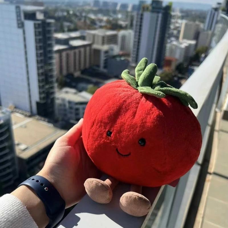 Creative 17cm Tomato Fruits Plush Pillow Soft Stuffed Plush Toy Down Cotton Stuffed Tomato Plush Decor Kids Gift
