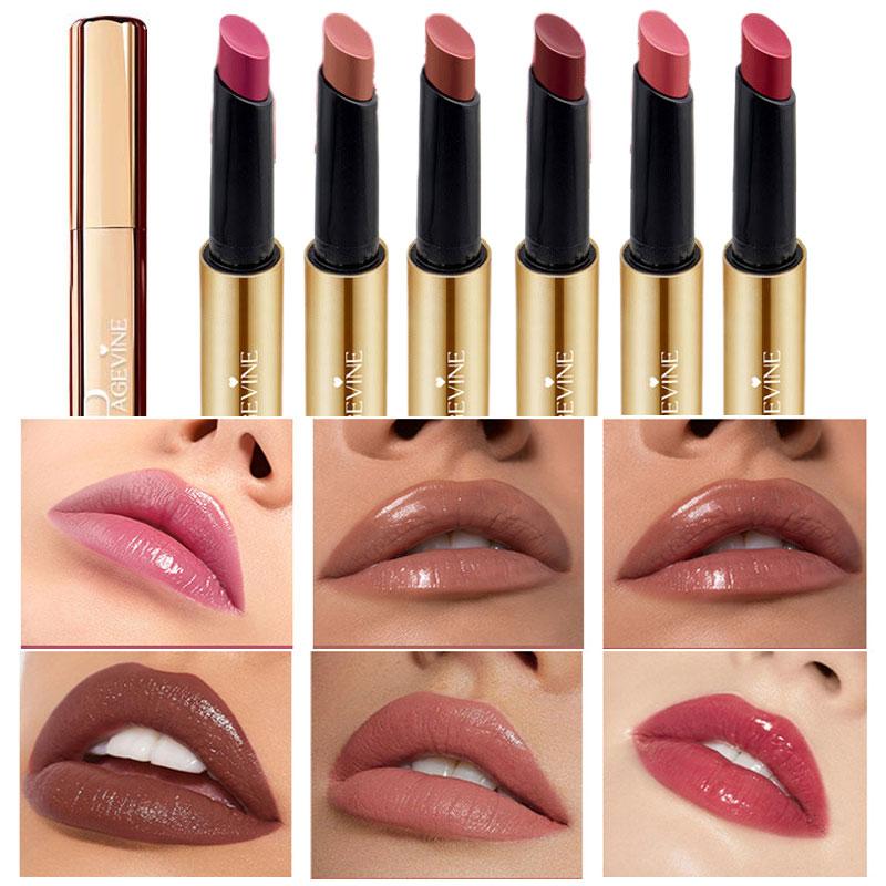 6-Color Matte Lipstick - Waterproof, Long-Lasting, Easy-to-Apply, Moisturizing Lip Color Makeup Paste Form for All Skin Types