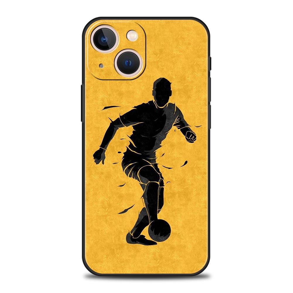 

Football Passion Soccer Ball Luxury Phone Case For iPhone 13 15 14 12 Mini 11 Pro MAX XR X SE XS 7 8 Plus Black Protection Cover iPhone 11