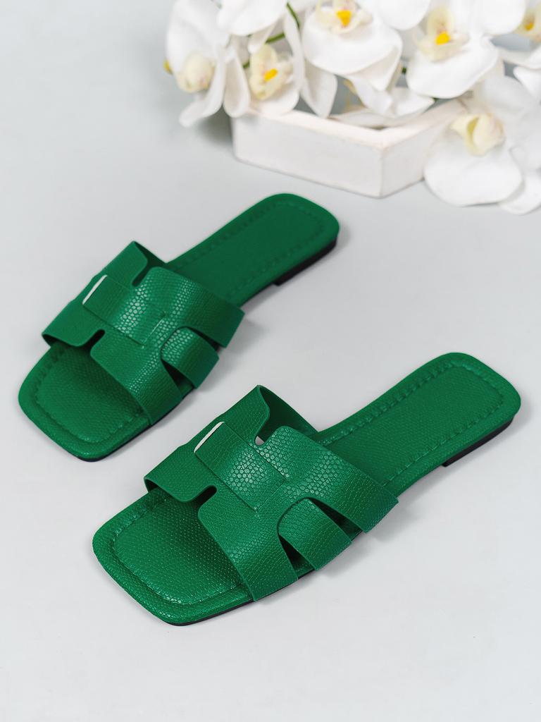 Fashion Women's Slippers Summer Roman Leisure Flat Slipper Square Head Toe Outdoor Beach Women's Slippers Sandalias De Mujer Verano 2025