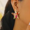 Fashion Versatile High End Personality Sea Star Inlaid Colored Imitation Diamond Design Earrings For Women