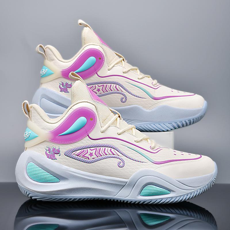New mandarin duck basketball shoes men's leather high-top sports shoes female adolescent primary and secondary school students older children's tra