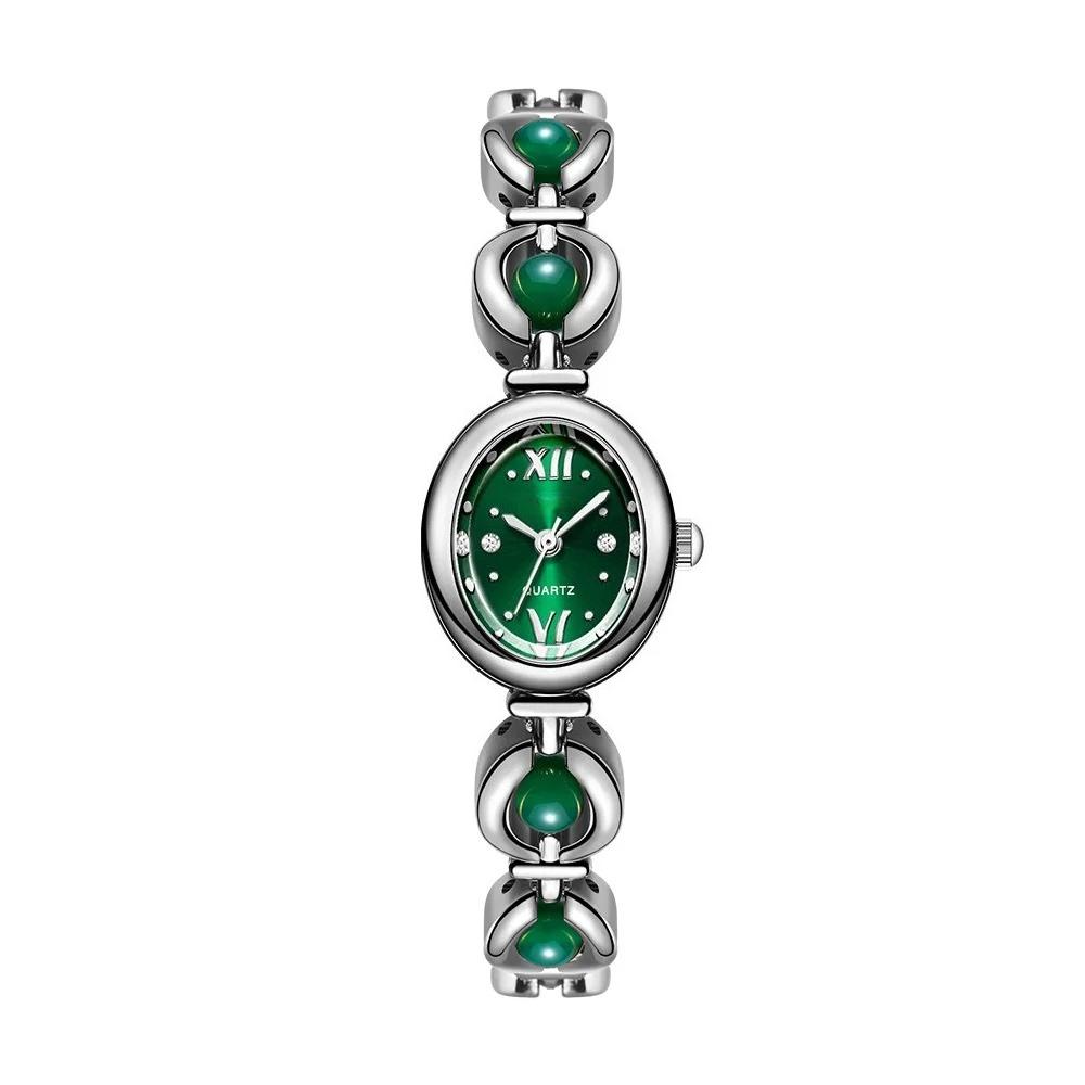 

Ladies Watch Green Bracelet Bead Waterproof Women Quartz Wristwatch