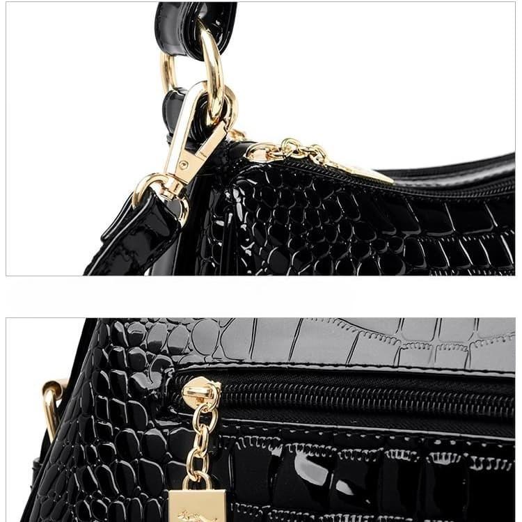 Crocodile Glossy Underarm Bag Women's Multi-Back Shoulder Bag