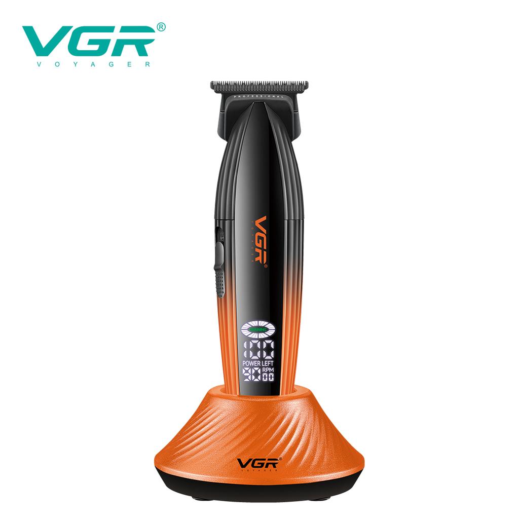 VGR High-end Electric Hair Clipper 9000 RPM Professional Grade Hair Trimmer Gradient Color Metal Body Carving Push Shear with Digital Display V-889T