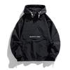 Spring Autumn Mens Anorak Jackets Fashion Man Half Zip Streetwear Hip Hop Hooded Coats Men Loose Windbreaker Waterproof Jackets