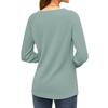 Women's Fashionable Solid Color V Neck Long Sleeved Casual Pullover T-shirt Top