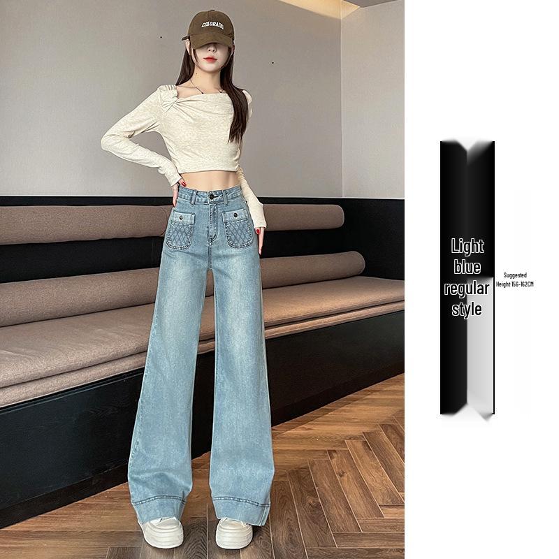 

Женские джинсы прямого кроя: Новые 2025 Свободные, Стройнящие, Универсальные Брюки Широкие от Бедра для Весны, Осени и Зимы. 2XL