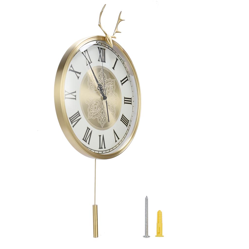 Zegar ścienny cichy miedziany w stylu europejskim zegar wahadłowy z czystej miedzi do wnętrza salonu