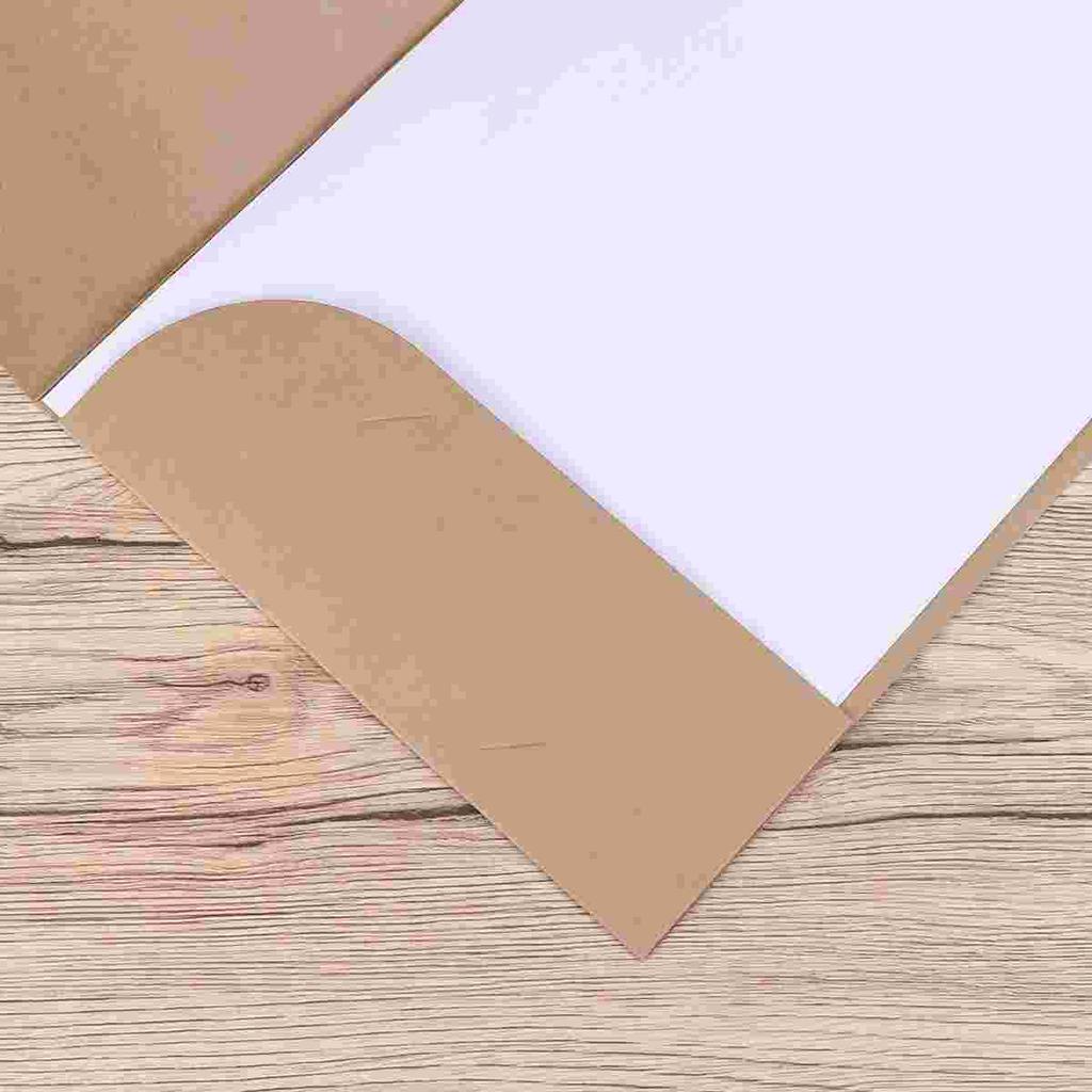10pcs Teacher A4 Simple File Folder Kraft Paper Folder Single Slot Document Organiser