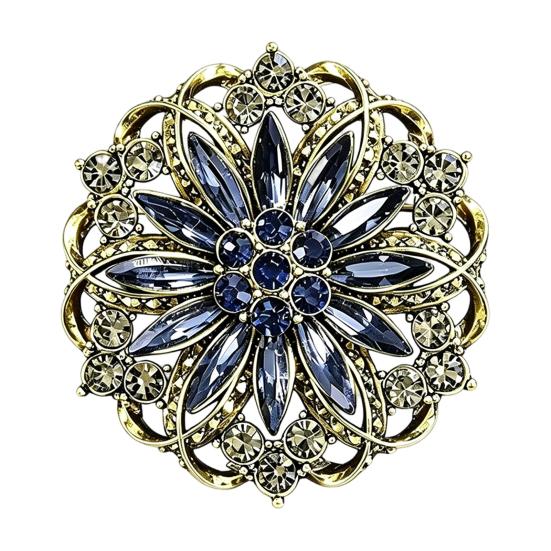 Vintage Flower Brooch Hollow Rhinestone Brooch, Floral Lapel Pin for Fashion Jewelry Women, Bling Badge Clothing Accessories Secure