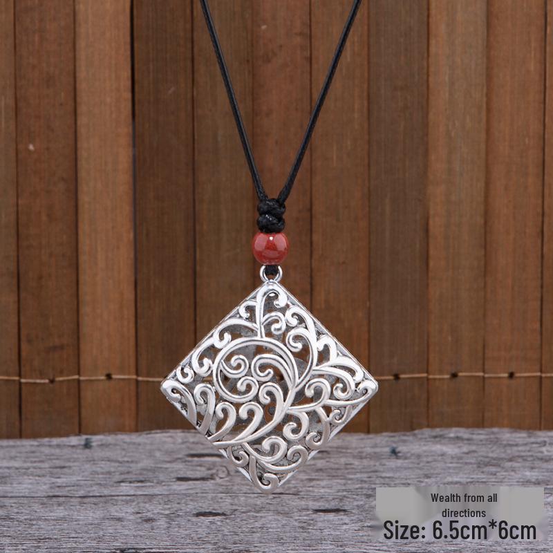 

Универсальное этническое серебряное ожерелье-подвеска – Женский амулет «Четыре стороны света: мир и богатство»