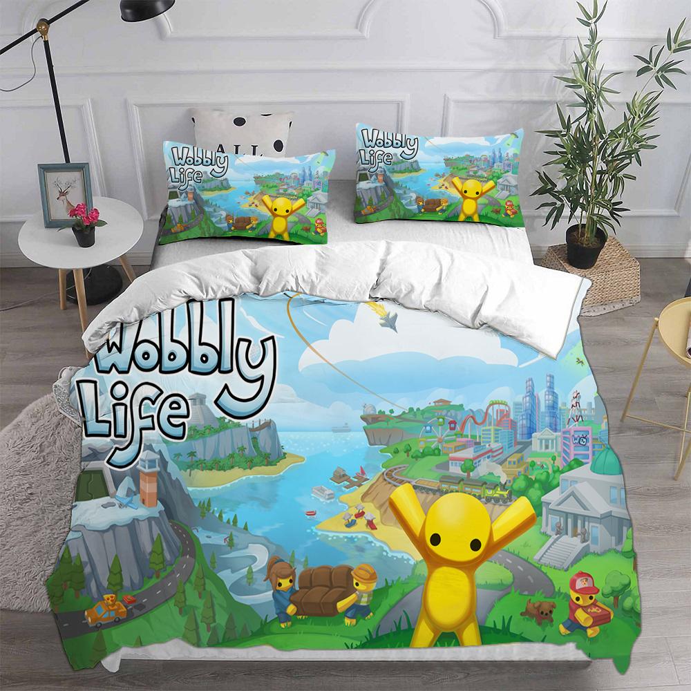 3D Print  Wobbly & Life Single Twin Full Queen King Size Quilt Anime Bed Cover Pillow Case 2-3 Pieces Duvet Cover Bedding Sets