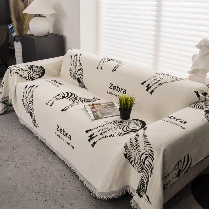 Black White Sofa Cover Sofa Towel Chenille Universal Couch Cover Pet Mat Living Room Sofa Dust Proof Sofa Cushion Cover