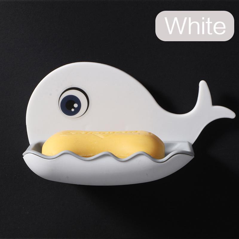 1PCS Small Whale Soap Box Free Punch Bathroom Drain Soap Rack Bathroom Wall Mounted Soap Organizer Shelf LM