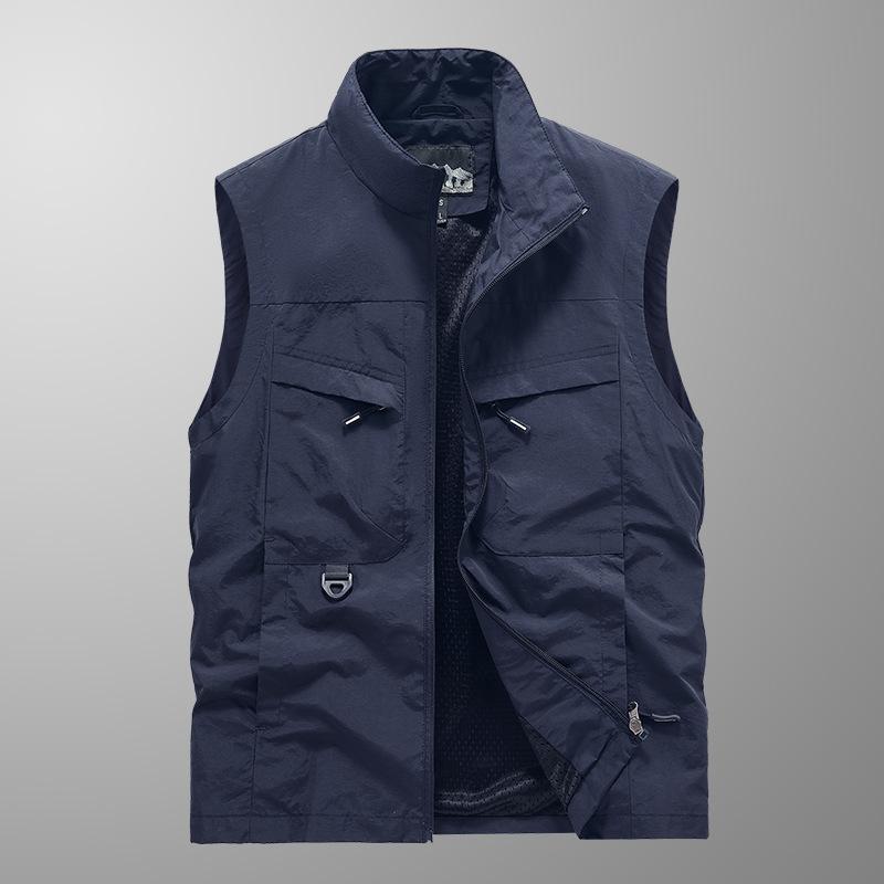 Sleeveless Vest Men's Four Seasons Middle-aged Outdoor Leisure Loose Large Size Vest European and American Sports Multi-bag Vest