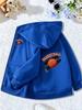 Kids Zip Up Hooded Jacket Basketball Brush Stroke Graphic Long Sleeve Casual Sports Hoodie For Boys Daily Training Outdoor Outfi