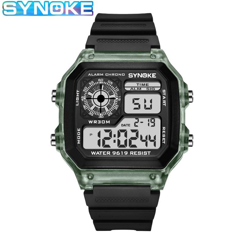 New Top Brand Transparent Color Electronic Watch Luminous Waterproof Sports Men's Square Classic Retro Fashion Sports Student Watch