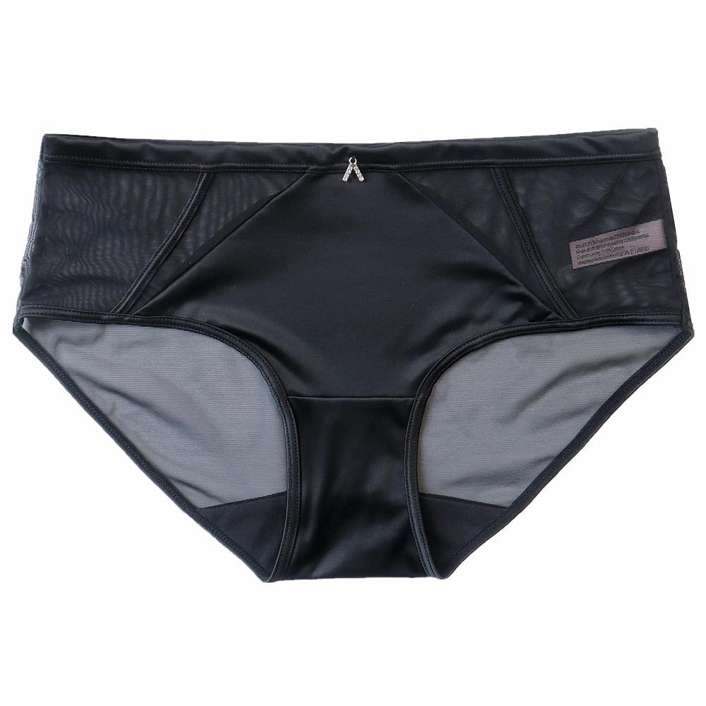 Women's Satin Sexy Mesh Low Waist Breathable Comfortable Antibacterial Extended Cotton Briefs Underwear