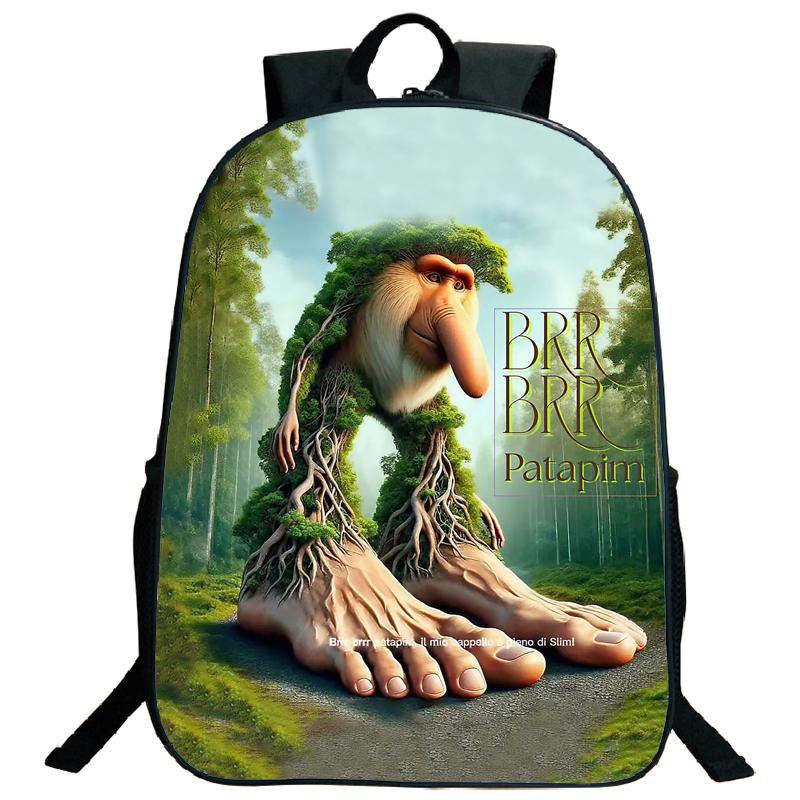 Tung Tung Tung Sahur Rucksack Italienischer Brainrot Cartoon Kinder Jungen Mädchen Studenten Schulrucksack Tralalero Tralala Teenager Umhängetasche