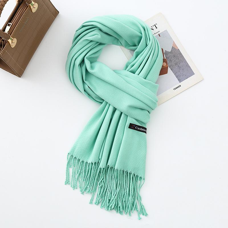 Cotton Solid Color Scarf for Women Winter Warm Wool Cashmere Scarf Autumn and Winter Women's Shawl Scarf Korean Style Atmosphere