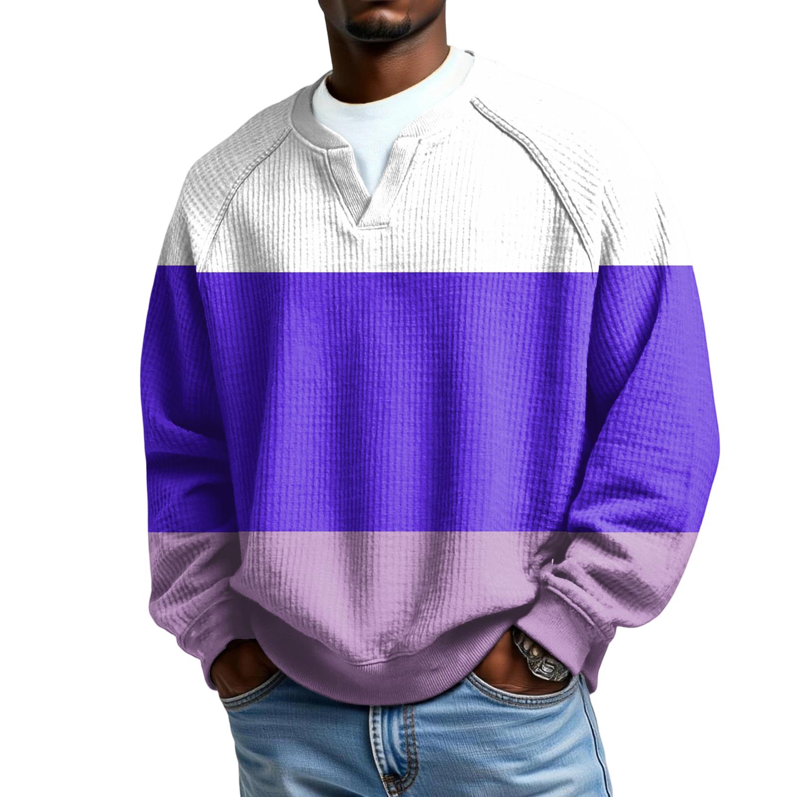 

Men S Outdoor Leisure V,Neck Waverg Long Sleeves Hoodie M фіолетовий