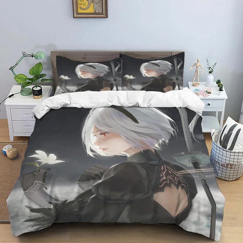Comic Nier Art Print Three Piece Bedding Set Fashion Article Children or Adults for Beds Quilt Covers Pillowcases Bedding Set