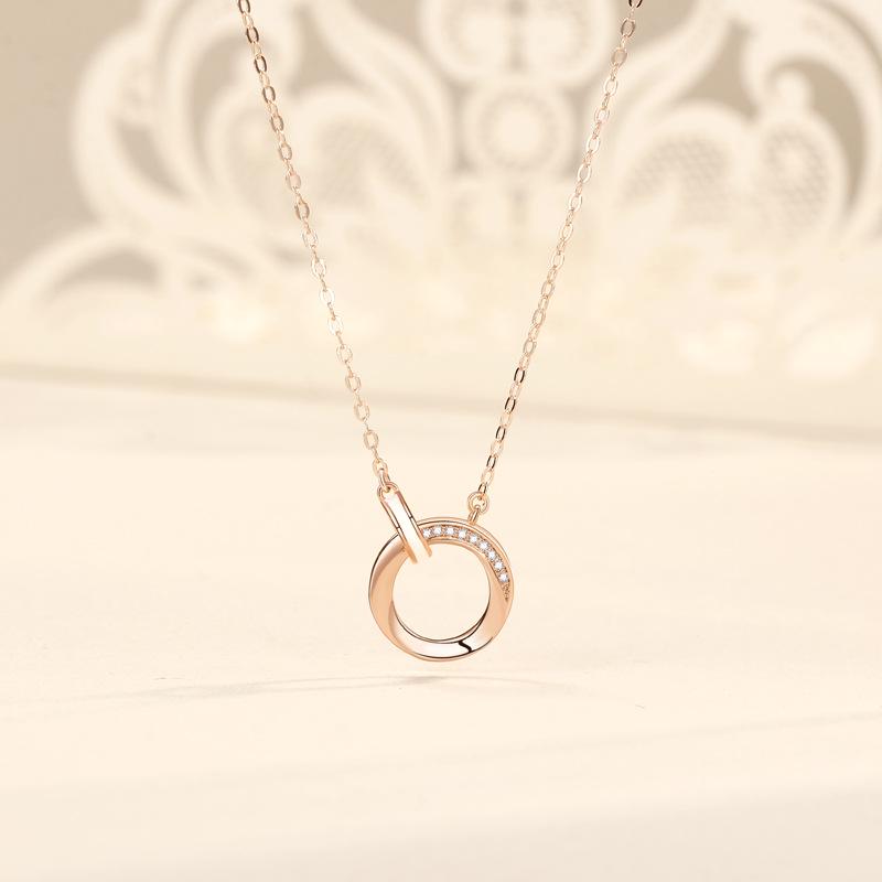 Women s Mobius Ring Necklace - 925 Sterling Silver, Fashionable Lightweight Interlocking Design Jewelry 925 Silver розового золота