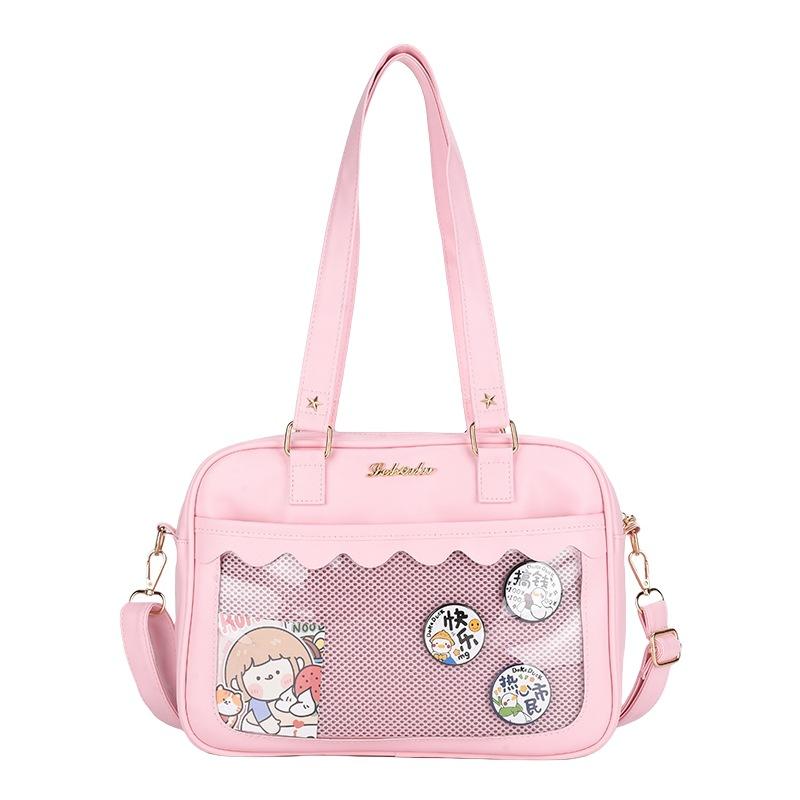 

Lace pain bag, large capacity and large amount of food, cereal bag, bar badge bag, women s bag, oblique span shoulder daily versatile bag. 32*23*10 рожевий