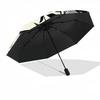 1pc Leopard Floral Automatic Folding Umbrella with 8-Rib Windproof Design, Portable Foldable Sunshade Umbrella For Halloween 009