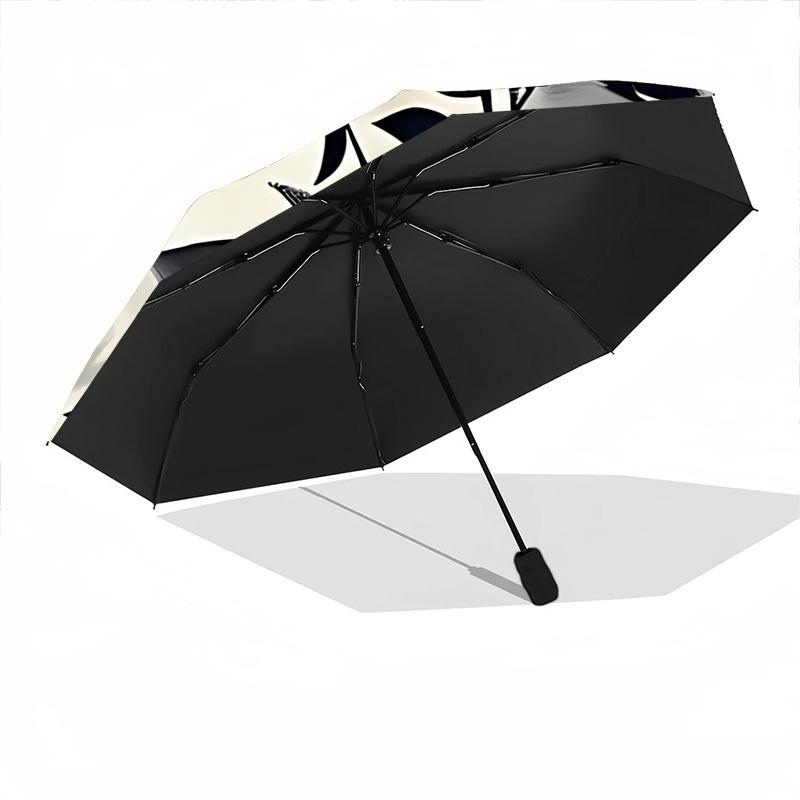 1pc Leopard Floral Automatic Folding Umbrella with 8-Rib Windproof Design, Portable Foldable Sunshade Umbrella For Halloween 009