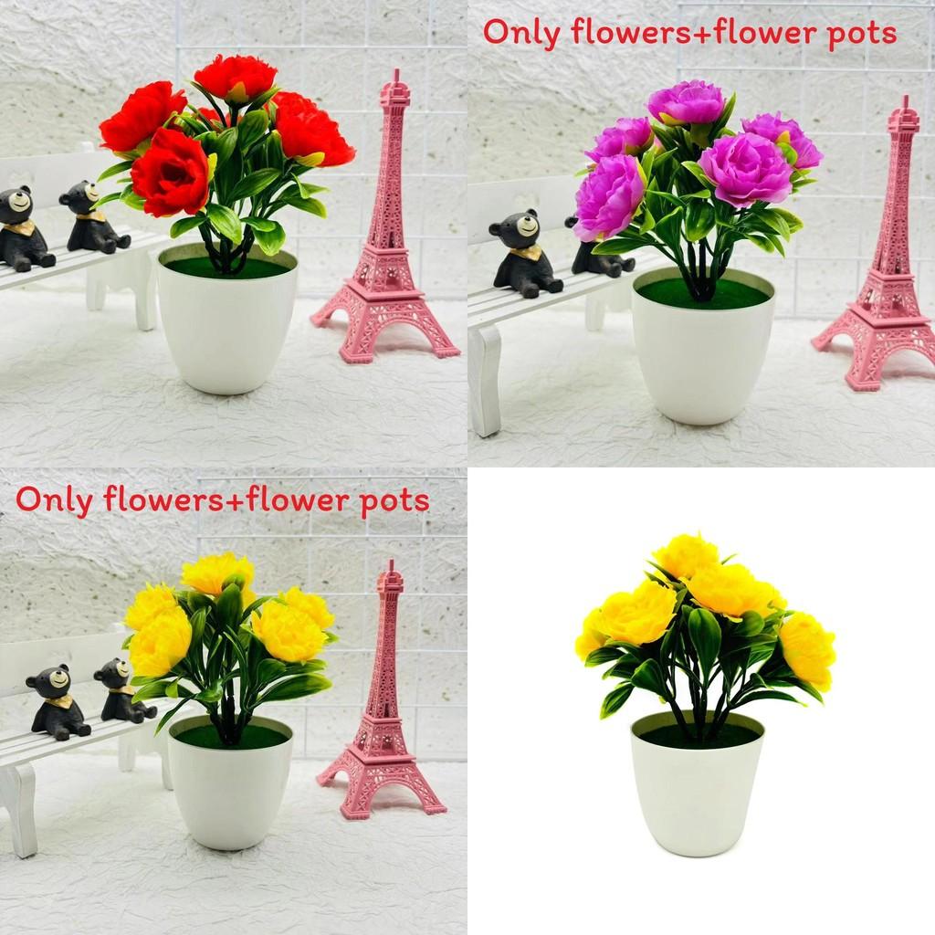 Peony Rose Artificial Flower Arrangement With Plastic And Silk For Indoor Decoration