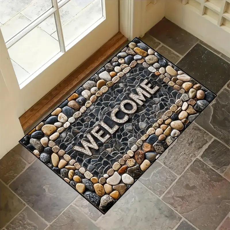 Welcome Door Mat Vintage Pattern Stylish Floor Mat for Entrance Outdoor Indoor Stain Resistant Non-Slip Durable Home Decor