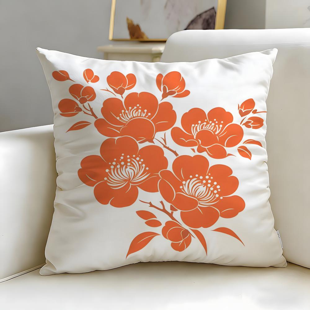 Chinese Traditional Floral Cushion Cover Soft  EasyWash Pillow Case  Versatile for Couch Bed Travel and Office