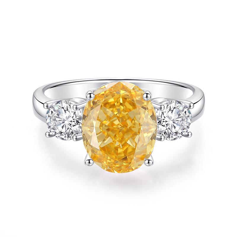 

S925 Sterling Silver Pink Zircon Ring - Women s European and American Fashion High-end Cross-border Design Size 9