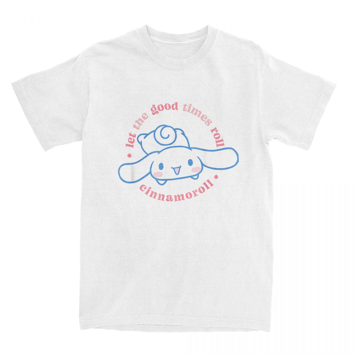 Cinnamoroll Let The Good Times Roll Футболка Харадзюку Уличная одежда Повседневная Мужская Женская Винтажная С коротким рукавом Хлопок Милые Унисекс Топы S
