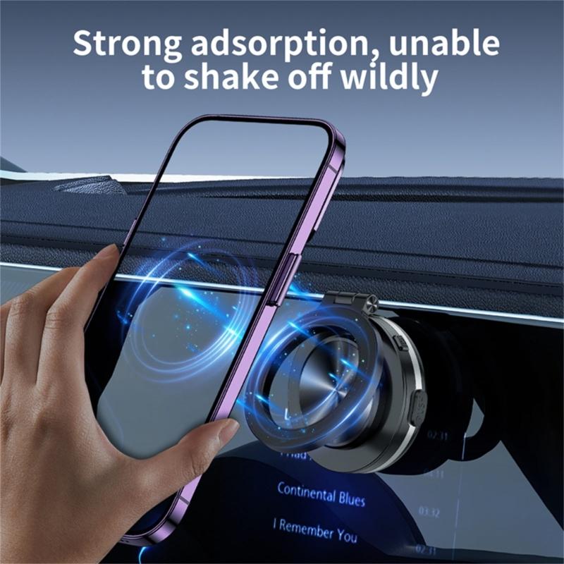Vehicle Phone Mobile Mount Stand Magnetic Suction with Vacuum Attachment 360 Degree Rotation for Safe Driving Experience