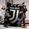 1pc Personalized Name Juventus Theme Blanket - Digital Print, Polyester, Cozy for All Seasons, Perfect for Outdoor, and Travel