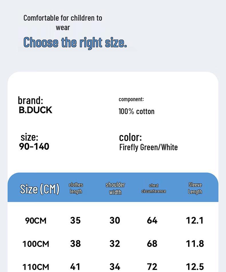 B.Duck Boys' Pure Cotton Cartoon Short Sleeve T-Shirt